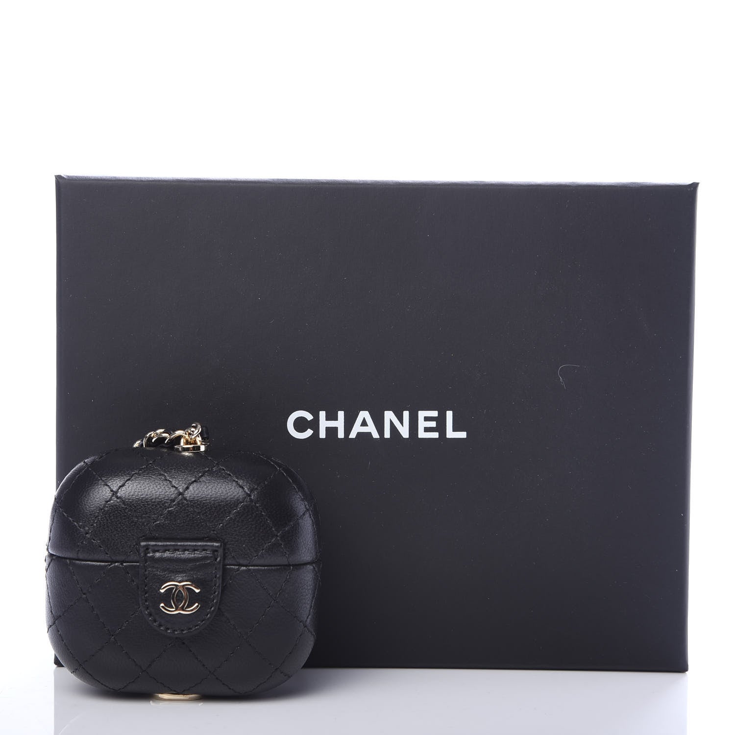 Chanel Lambskin Quilted Airpods Pro Case With Chain Black 5 of 5