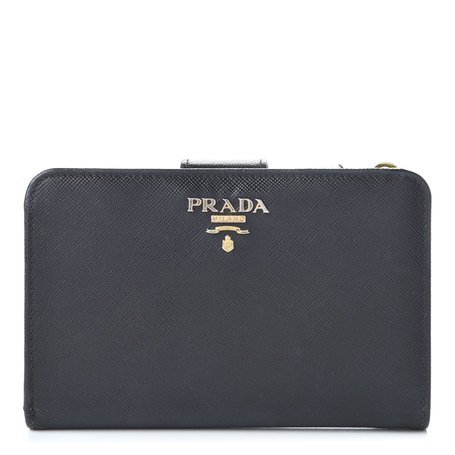 Prada Saffiano Metal Compact Wallet Black 1 of 11