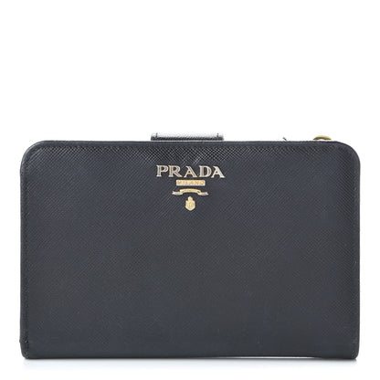 Prada Saffiano Metal Compact Wallet Black 1 of 11