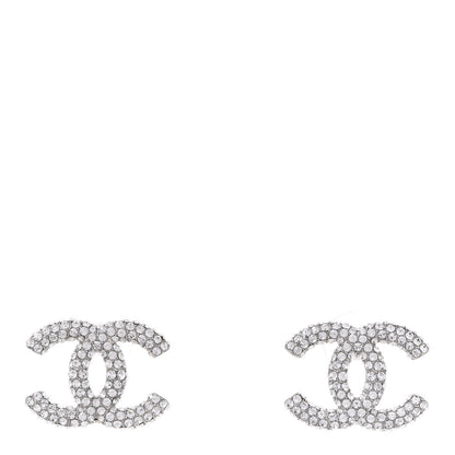 Chanel Crystal CC Treasure Chest Earrings Silver 1 of 5