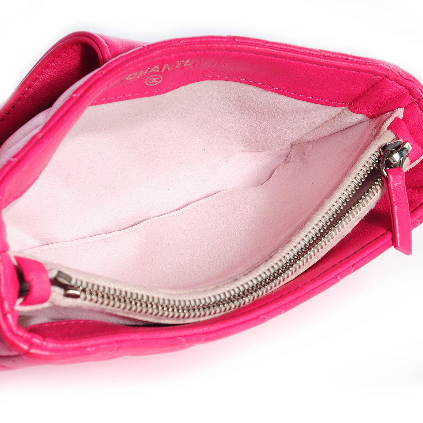 Lambskin Quilted Mini Phone Holder Clutch Dark Pink