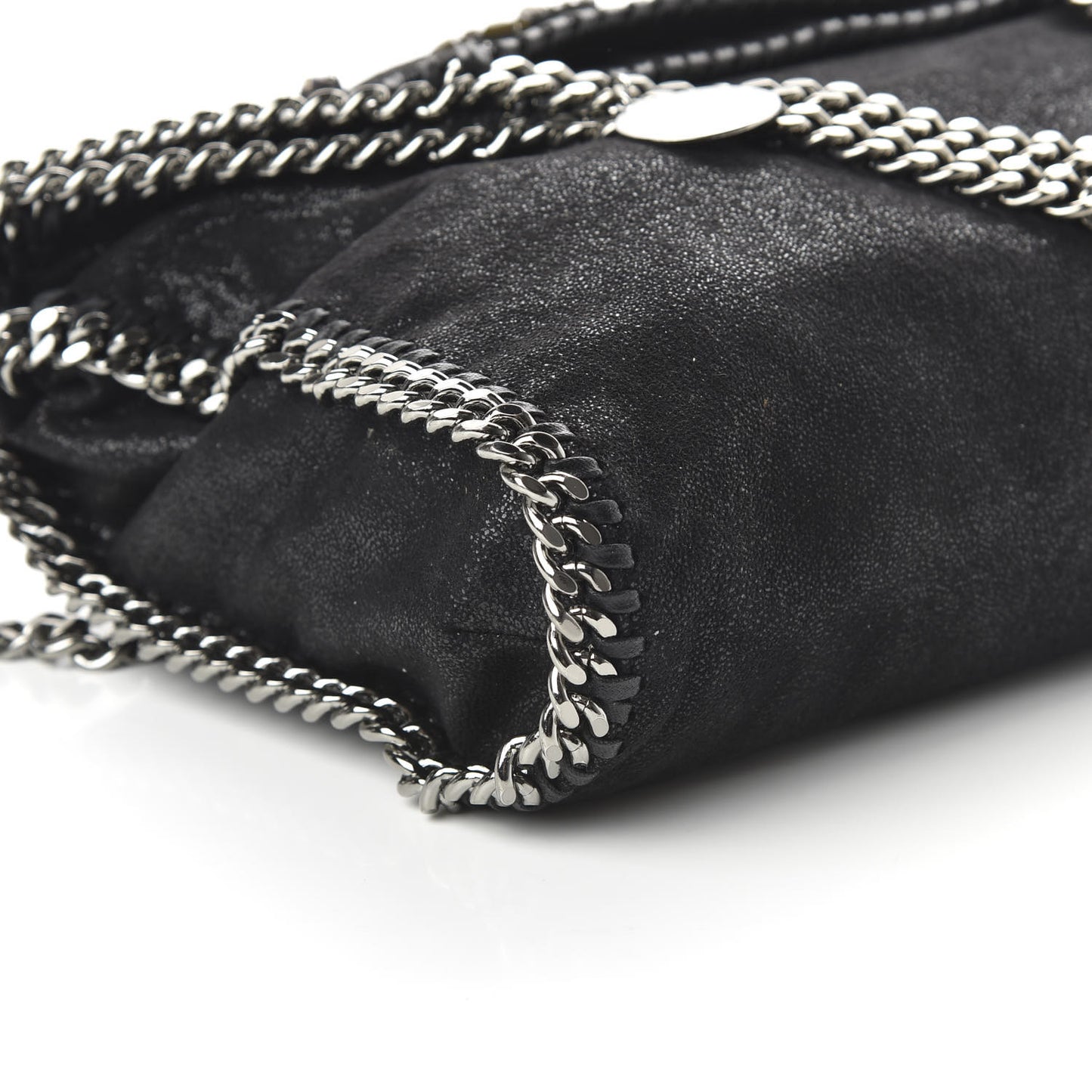 Embellished Shaggy Deer Small Falabella Fold Over Tote Black