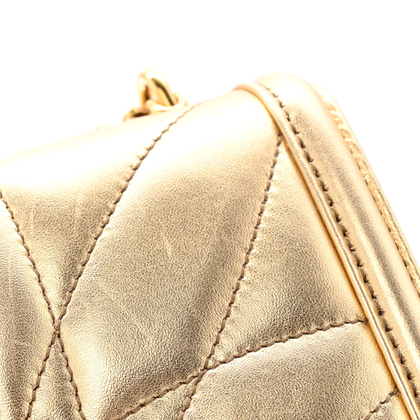 Metallic Nappa Quilted Mini Devotion Crossbody Bag Gold