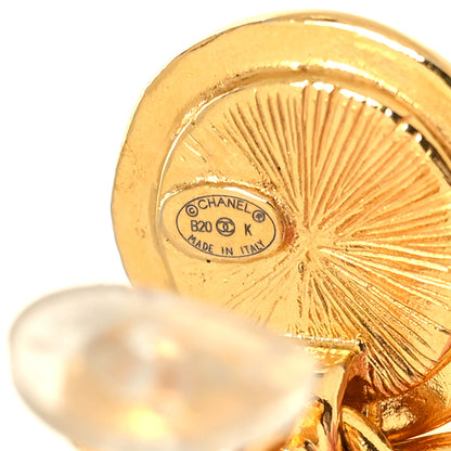 Chanel Crystal Pearl Large CC Drop Clip-On Earrings Gold 4 of 4