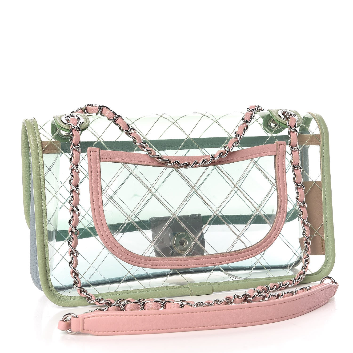 Chanel Lambskin PVC Quilted Medium Coco Splash Flap Blue Green 3 of 16