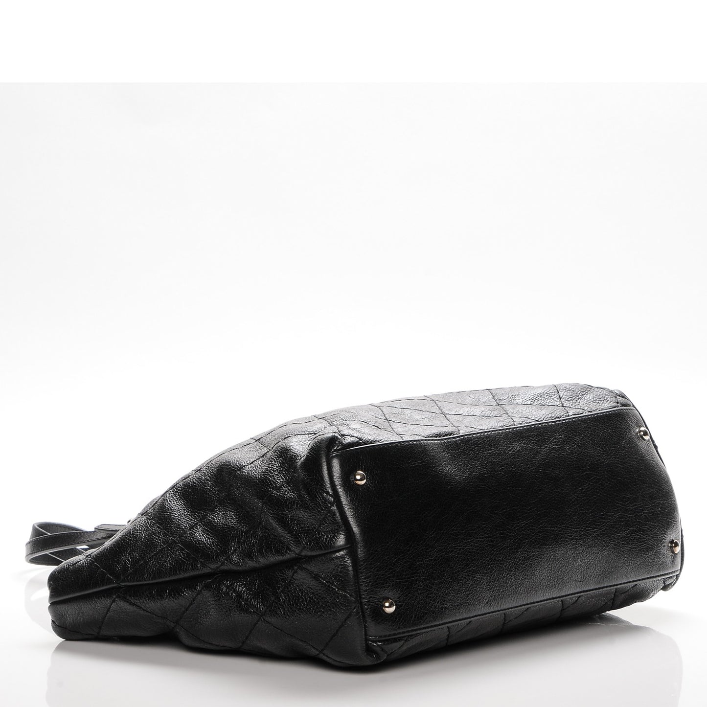Glazed Calfskin Large On The Road Tote Black