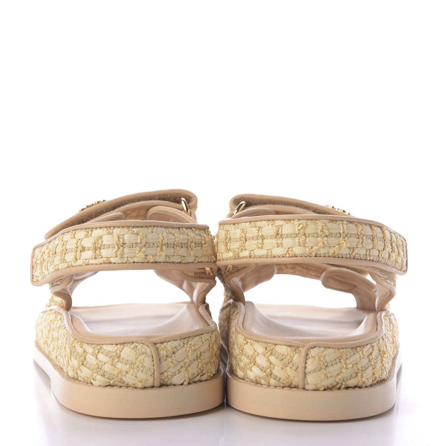 Braided Fabric Velcro Dad Sandals 39 Beige