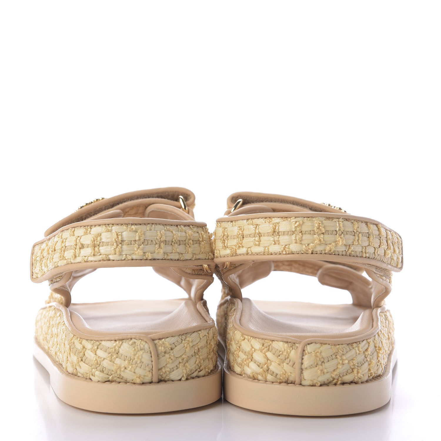 Chanel Braided Fabric Velcro Dad Sandals 39 Beige 6 of 13