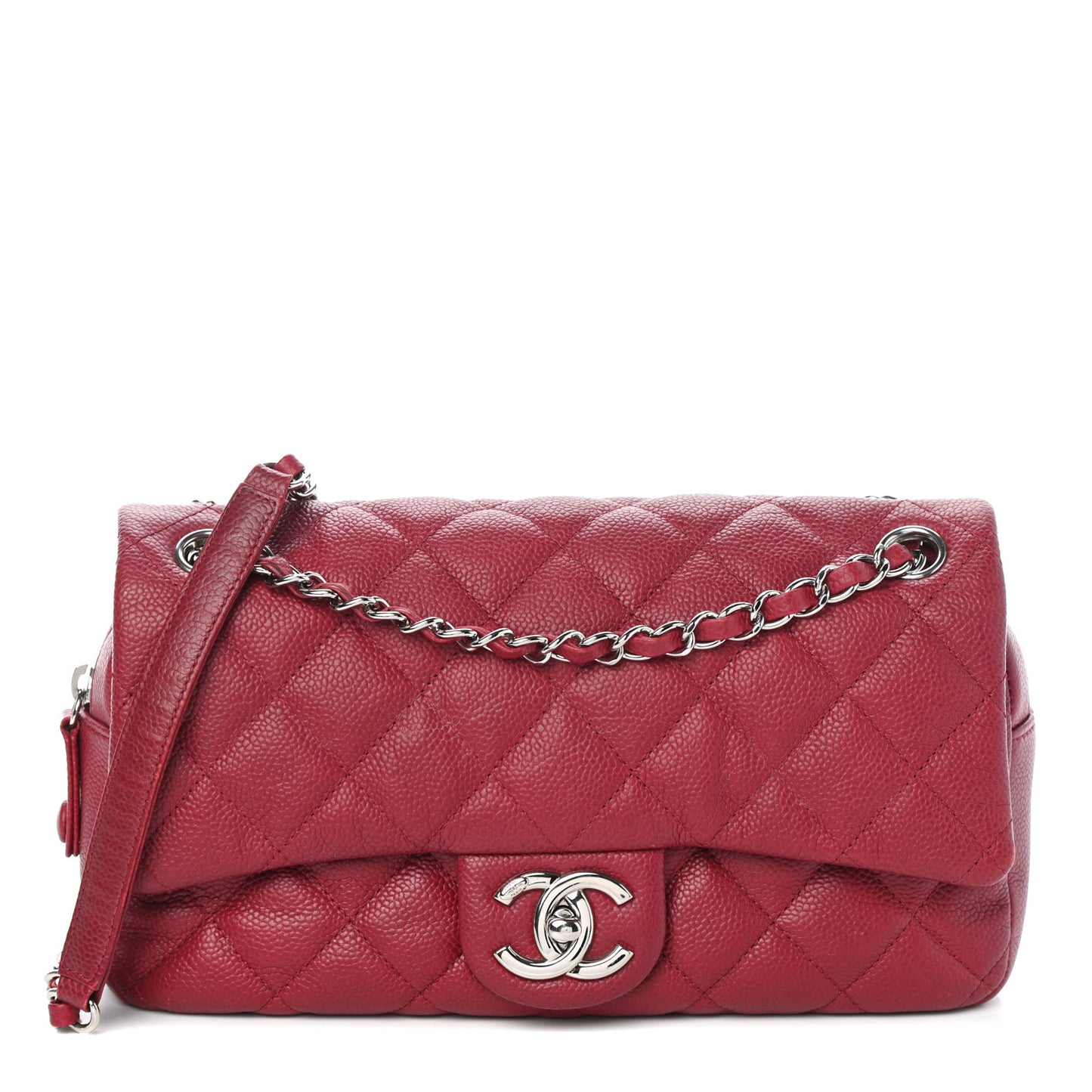 Caviar Quilted Medium Easy Flap Red