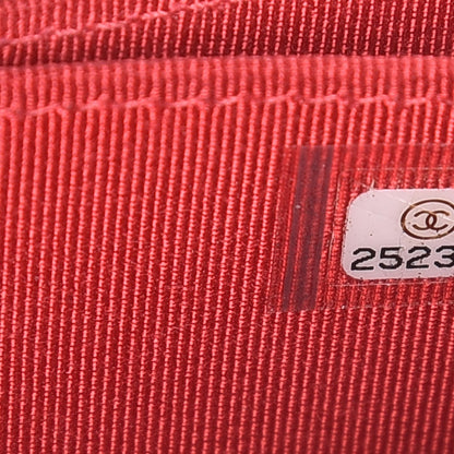 Chanel Caviar Chevron Quilted Zip Coin Purse Light Red 7 of 7