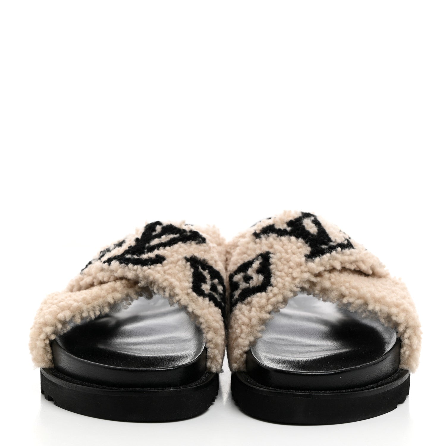 Louis Vuitton Shearling Calfskin Paseo Flat Comfort Sandal 41 Beige 2 of 8