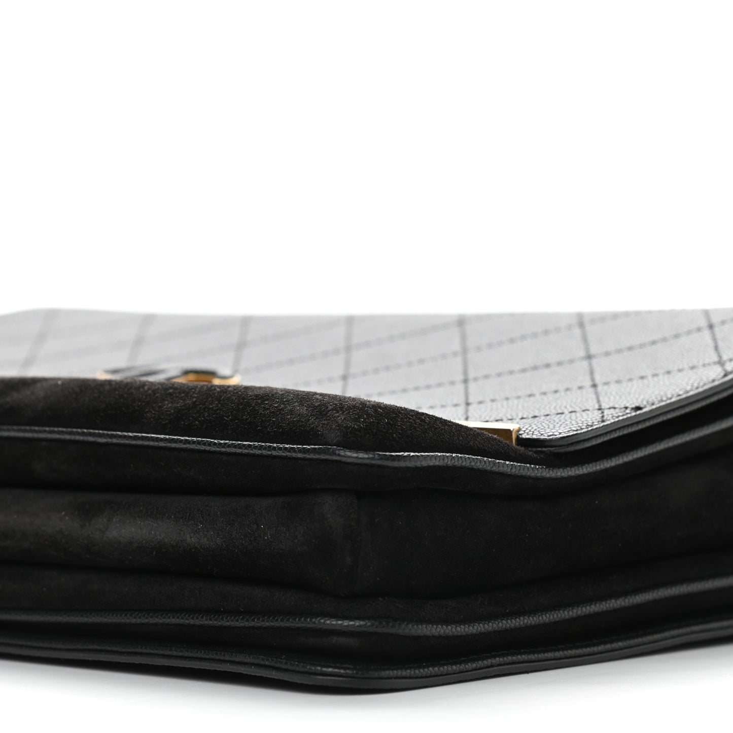Caviar Suede Stitched Lady Coco Flap Black