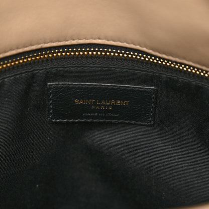 Saint Laurent Lambskin Quilted Medium Loulou Puffer Monogram Chain Satchel Dark Beige 7 of 12
