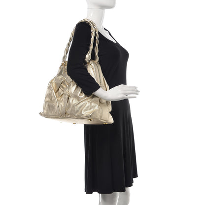 Valentino Garavani Metallic Grained Calfskin Woven Couture Bag Gold 2 of 6