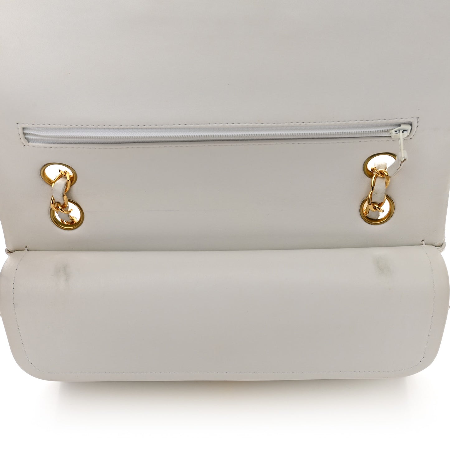 Lambskin Quilted Medium Double Flap White