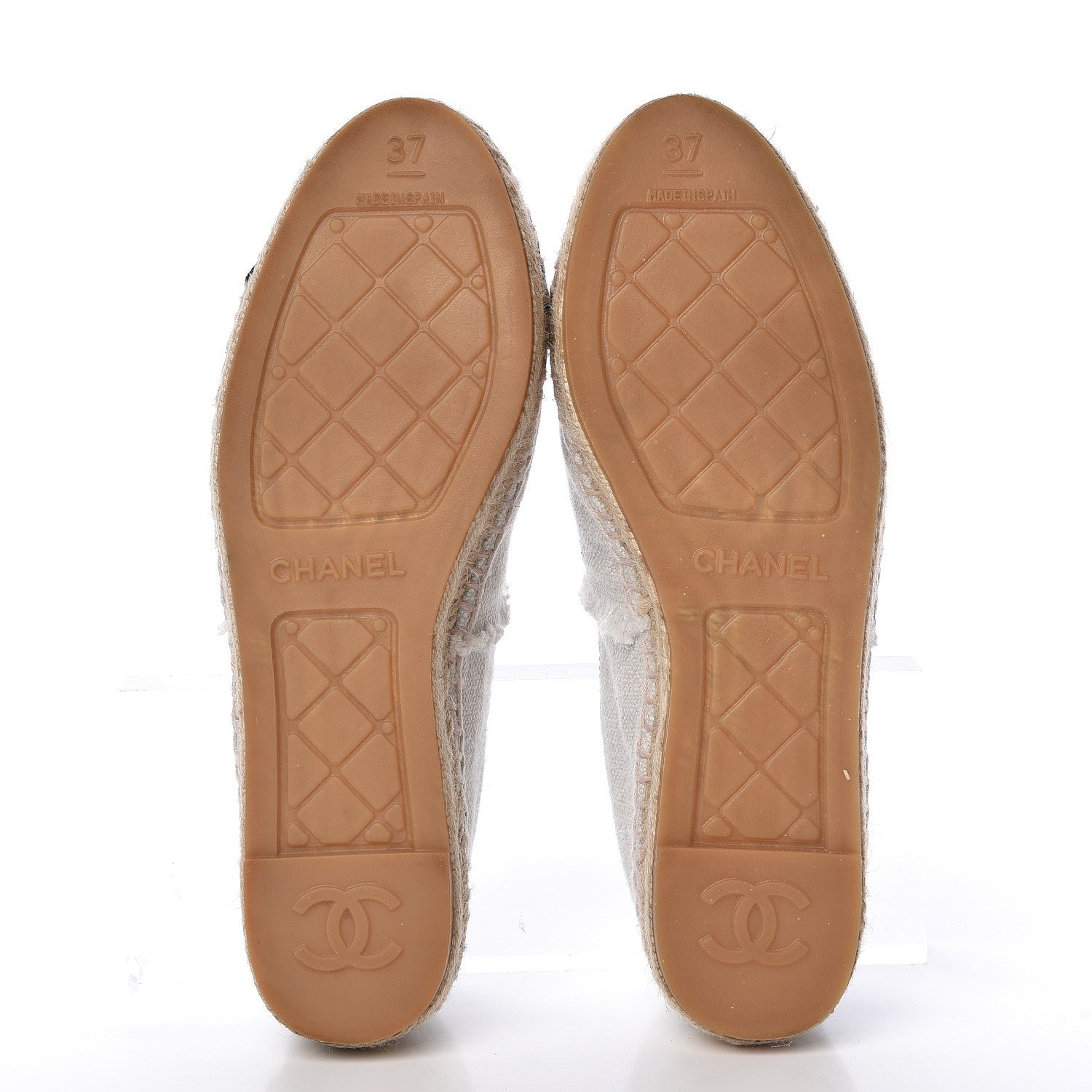 Chanel Linen CC Espadrilles 37 Beige Black 6 of 17