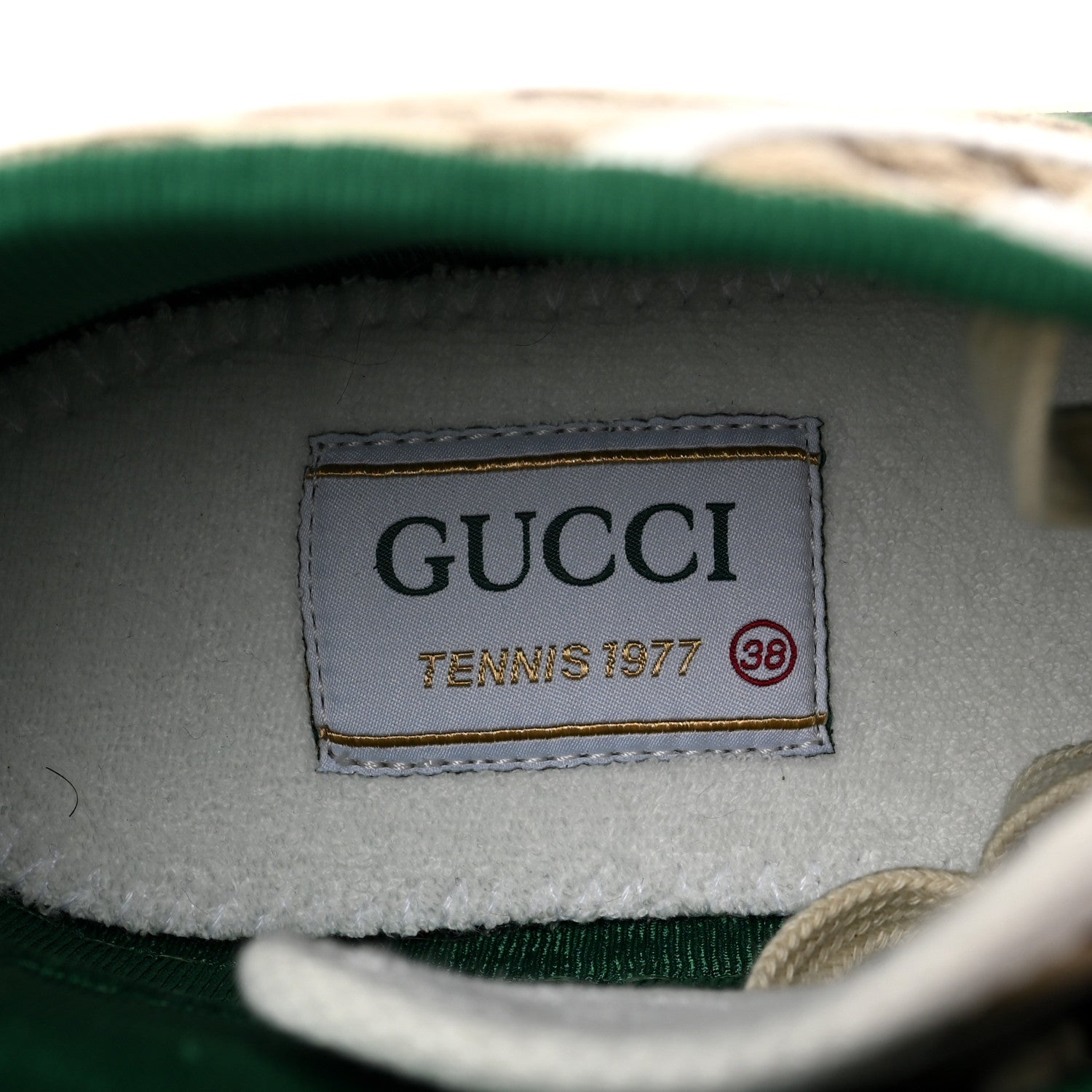Gucci GG Monogram Web Womens 1977 Tennis High Top Sneakers 39 Beige Ebony Mystic White 7 of 8