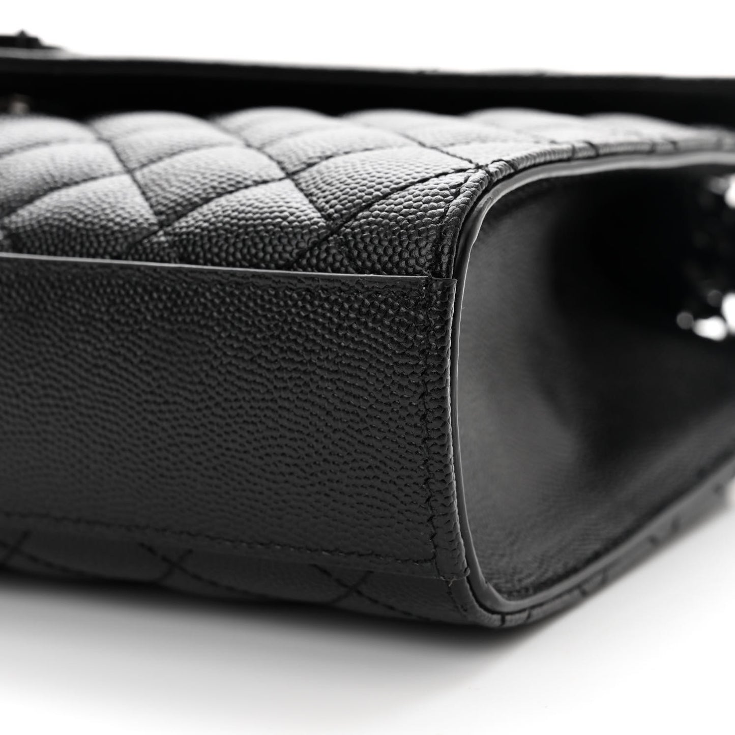 Grain De Poudre Textured Mixed Matelasse Triquilt Medium Monogram Monochrome Satchel Black