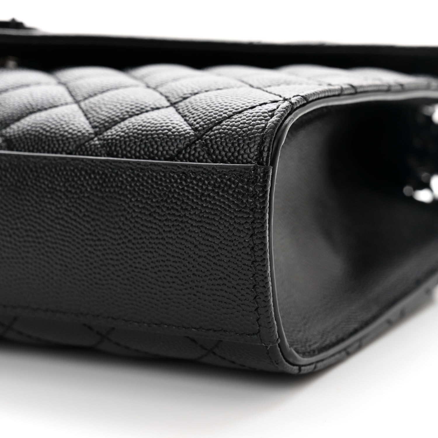 Saint Laurent Grain De Poudre Textured Mixed Matelasse Triquilt Medium Monogram Monochrome Satchel Black 10 of 11