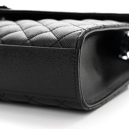 Saint Laurent Grain De Poudre Textured Mixed Matelasse Triquilt Medium Monogram Monochrome Satchel Black 10 of 11