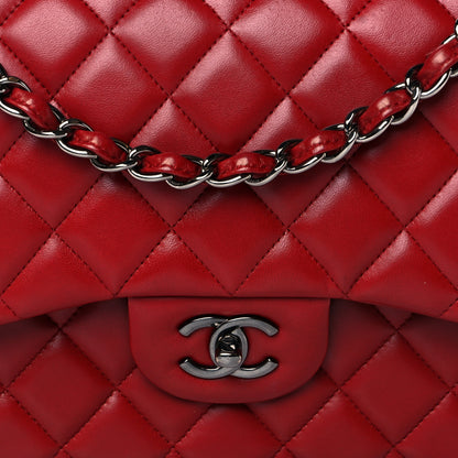 Chanel Lambskin Quilted Jumbo Double Flap Red 8 of 10