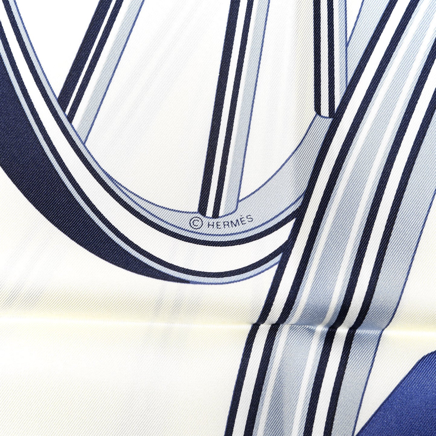 Silk Les Roues De Phaeton Scarf 90 Ivoire Bleu Gris Bleute