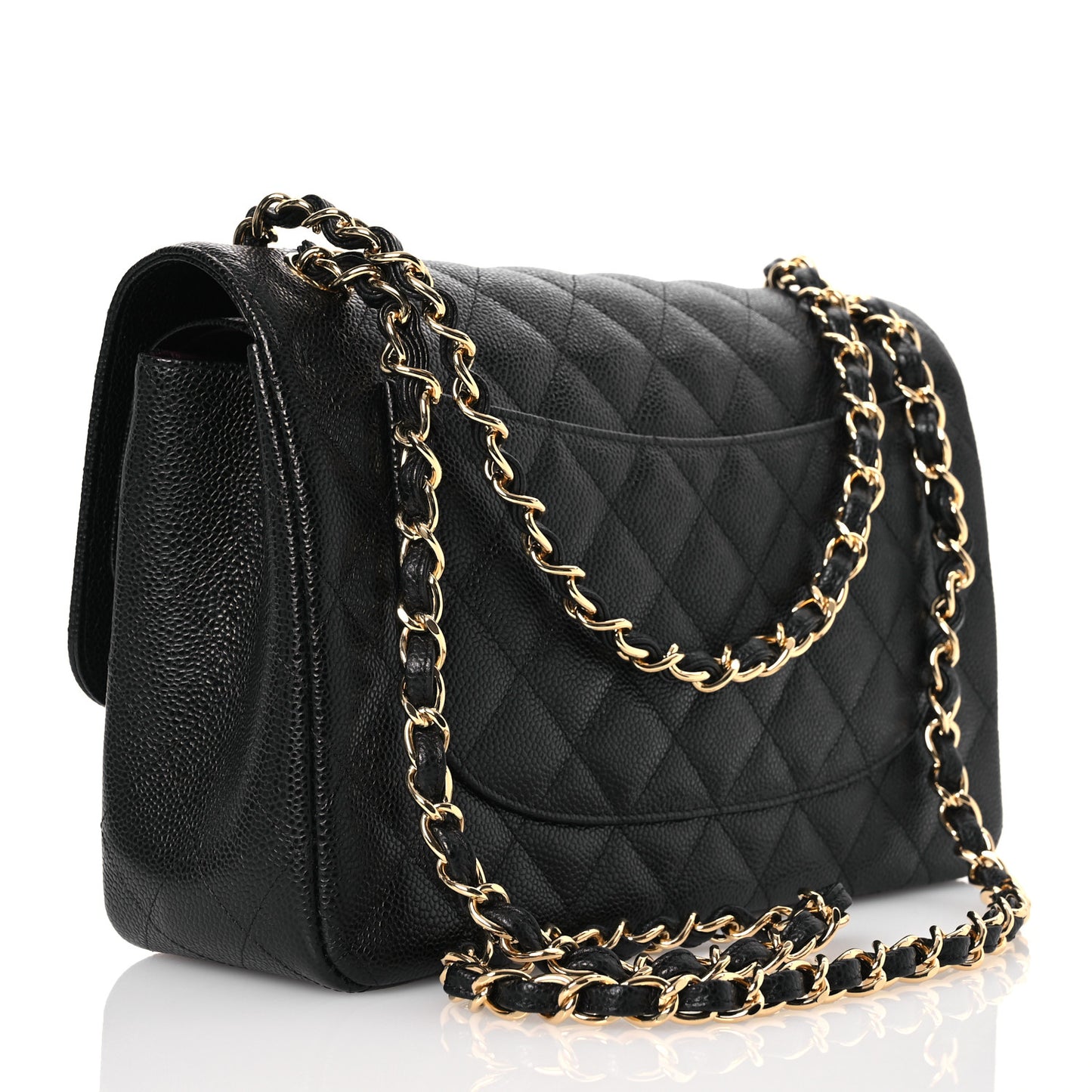 Caviar Quilted Jumbo Double Flap Black