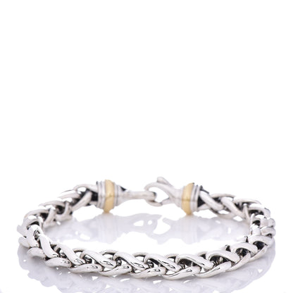 David Yurman Sterling Silver 18K Yellow Gold 8mm Wheat Chain Bracelet 3 of 4