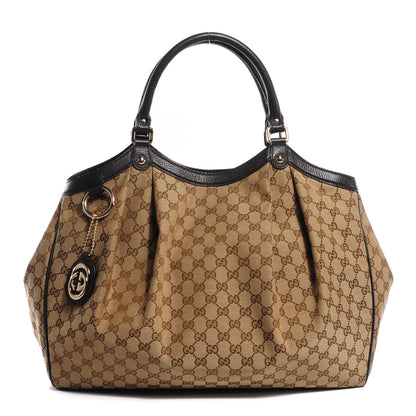 Gucci Monogram Dollar Calfskin Large Sukey Tote Beige Ebony Testa di Moro 1 of 7