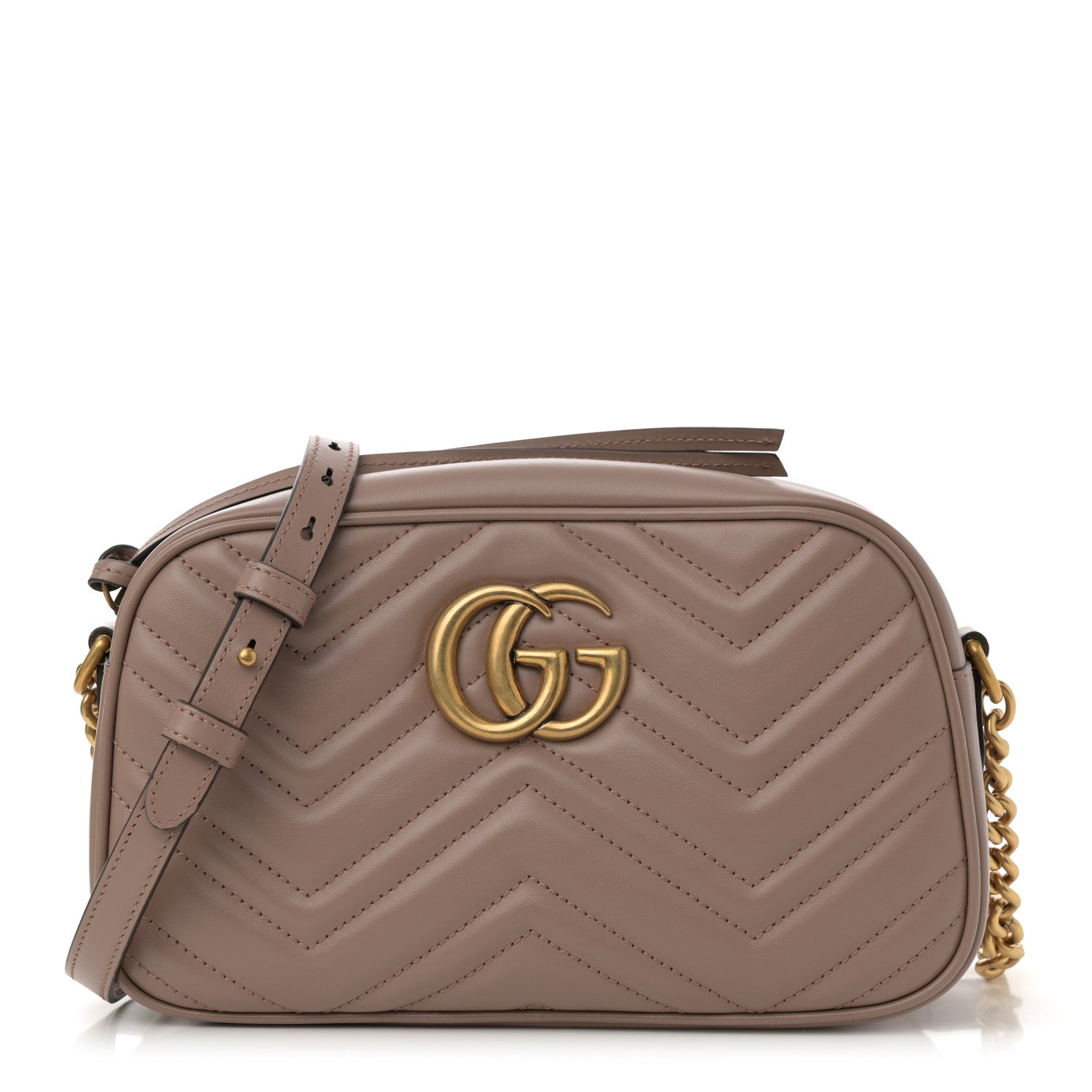 Gucci Calfskin Matelasse Small GG Marmont Chain Shoulder Bag Porcelain Rose 1 of 12