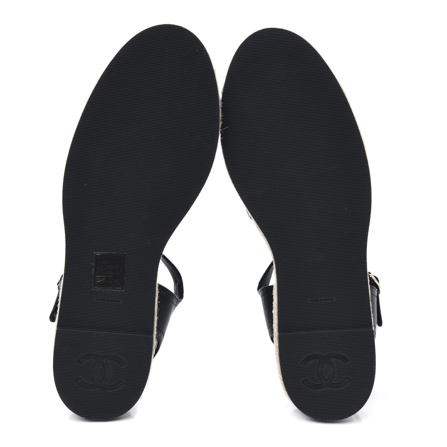 Lambskin CC Ankle Strap Espadrilles 38 Black