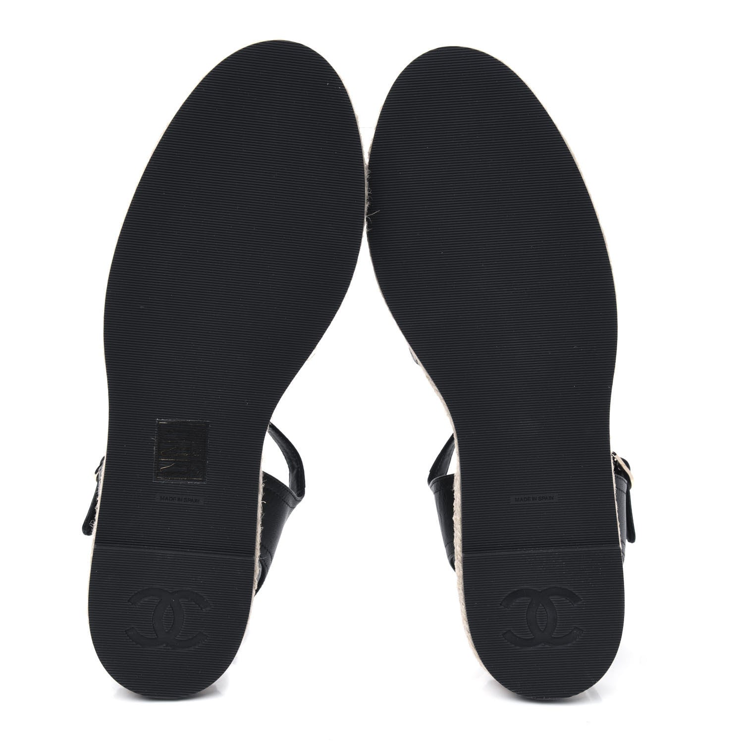Chanel Lambskin CC Ankle Strap Espadrilles 38 Black 5 of 9