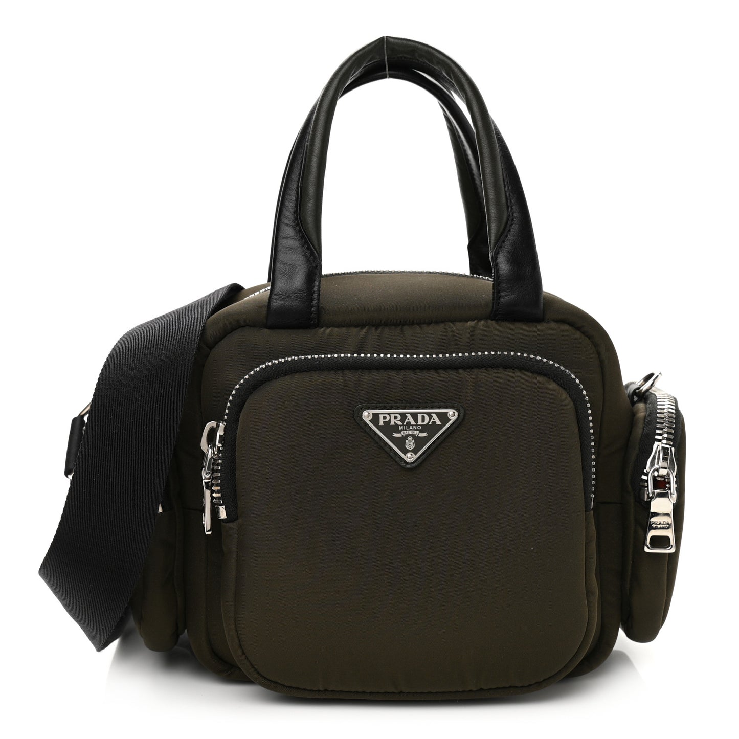 Tessuto Nylon Pocket Top Handle Cargo Bag Mimetico Black
