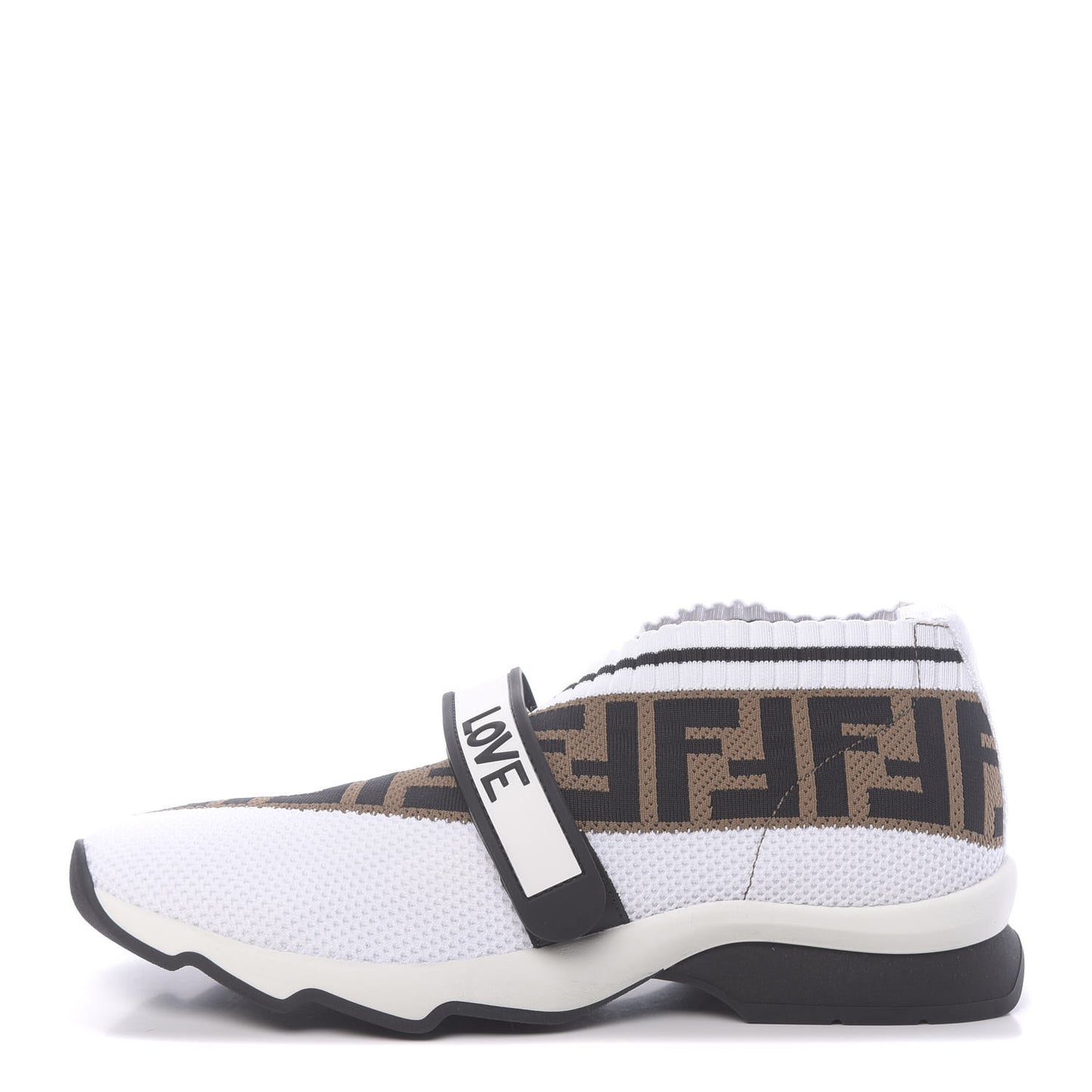 Stretch Yarn FF Stiff Band Rockoko Sneakers 39.5 White Black Tobacco