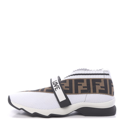 Fendi Stretch Yarn FF Stiff Band Rockoko Sneakers 39.5 White Black Tobacco 1 of 9