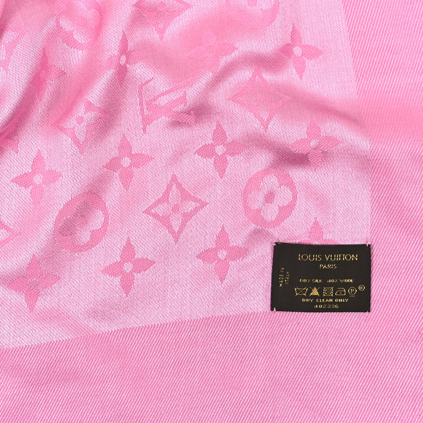 Silk Wool Monogram Shawl Pink