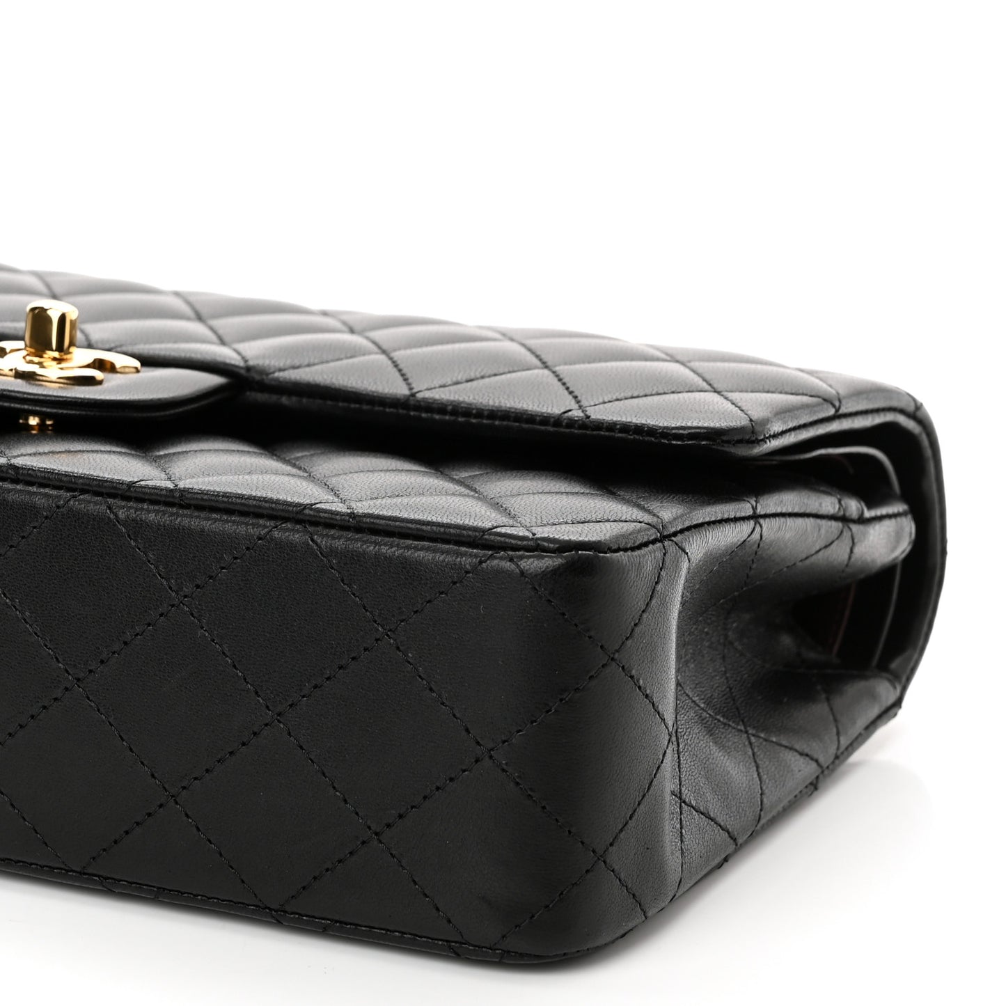 Lambskin Quilted Medium Double Flap Black