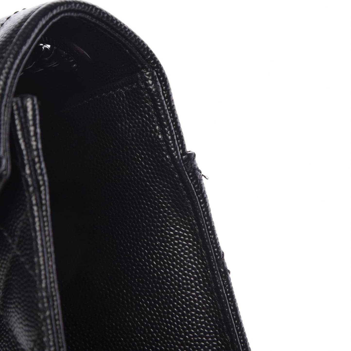 Grain De Poudre Textured Mixed Matelasse Large Triquilt Monogram Monochrome Satchel Black