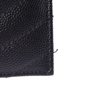 Saint Laurent Grain De Poudre Matelasse Chevron Monogram Credit Card Case Black 8 of 9