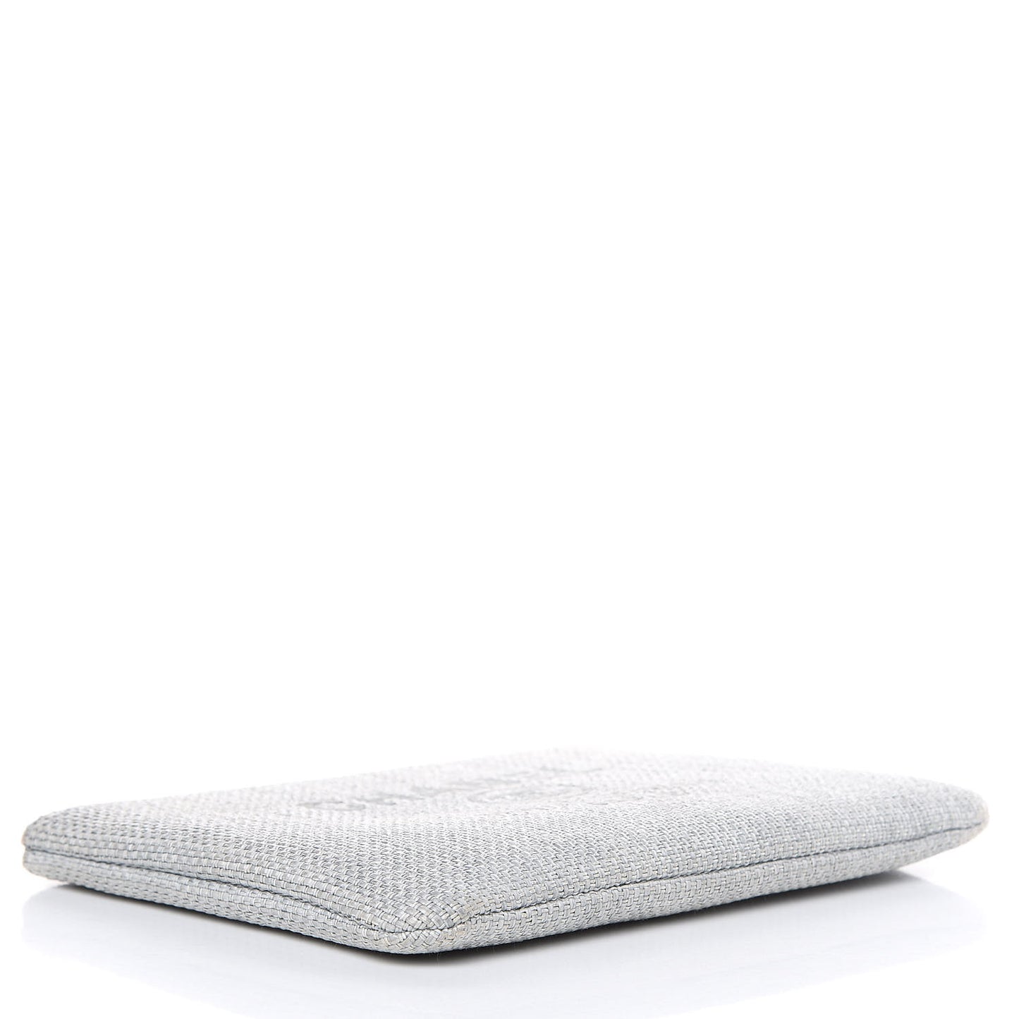 Woven Straw Raffia Medium Deauville Pouch Grey