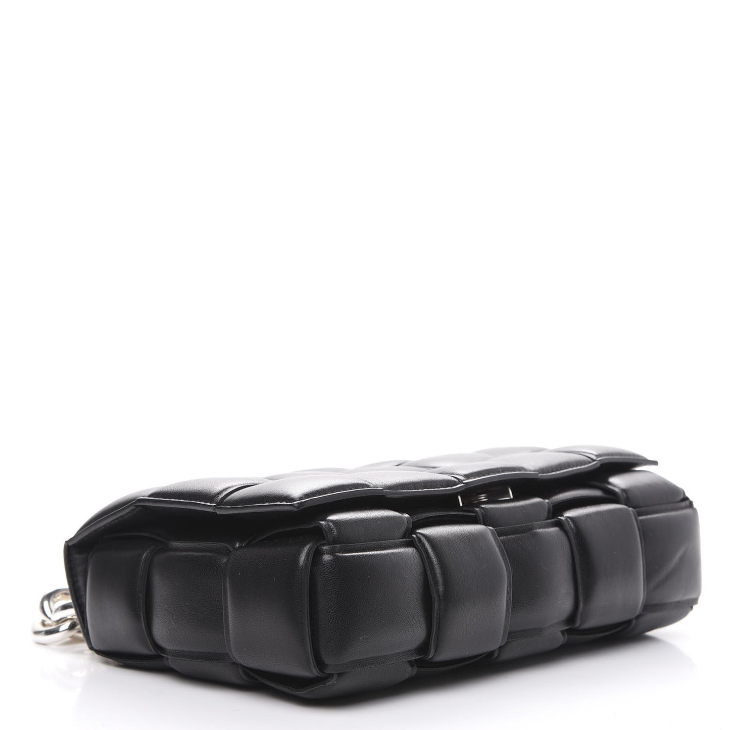 Lambskin Maxi Intreccio Padded Chain Cassette Crossbody Bag Black