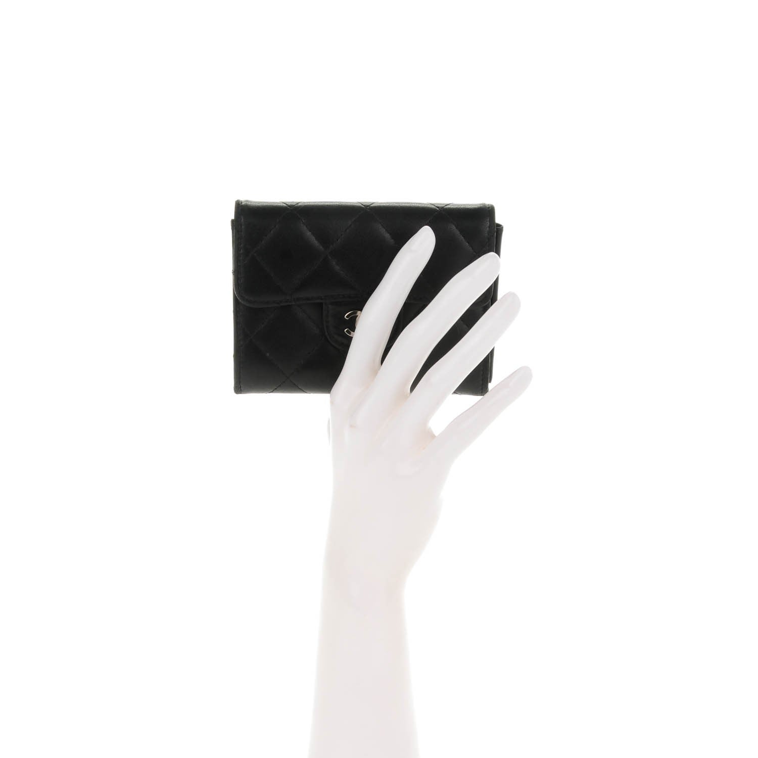 Chanel Lambskin Quilted Flap Card Holder Wallet Black 2 of 10