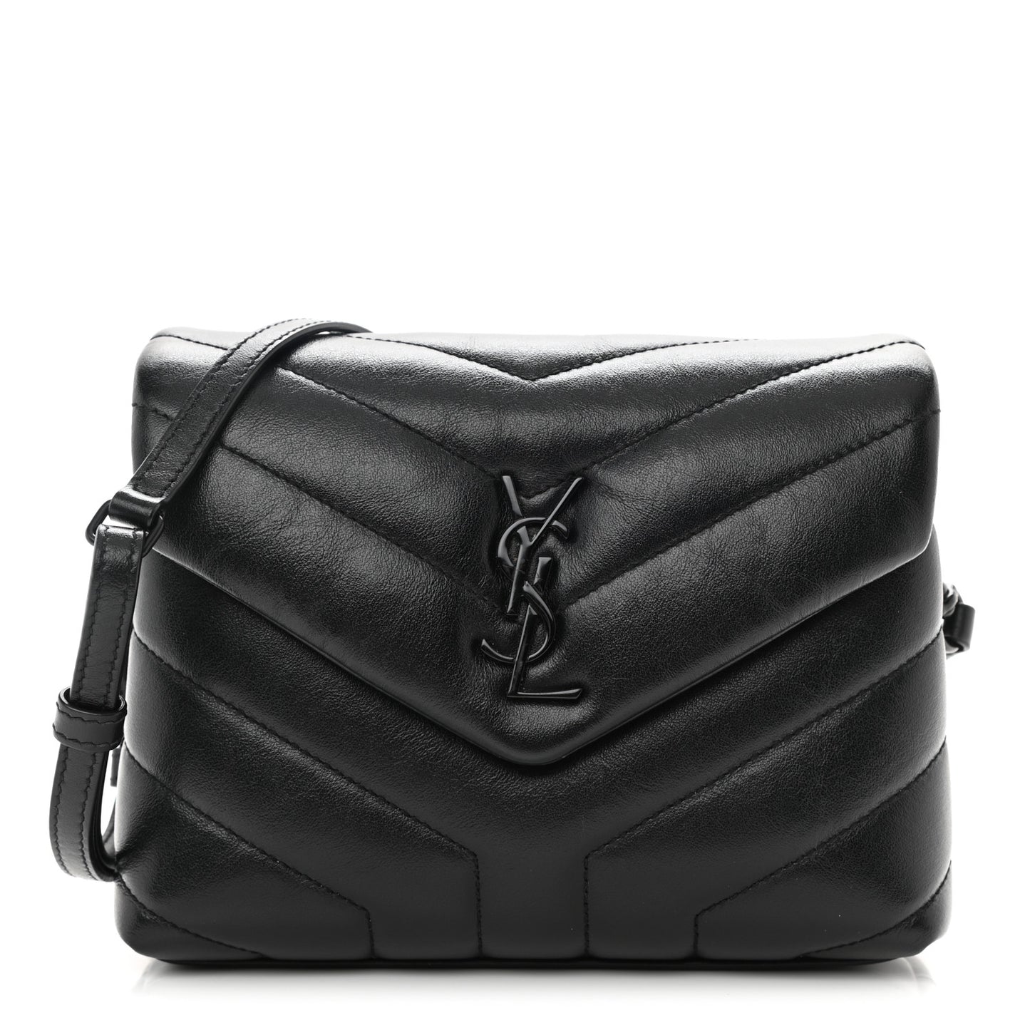 Calfskin Y Quilted Monogram Toy Loulou Crossbody Bag Black