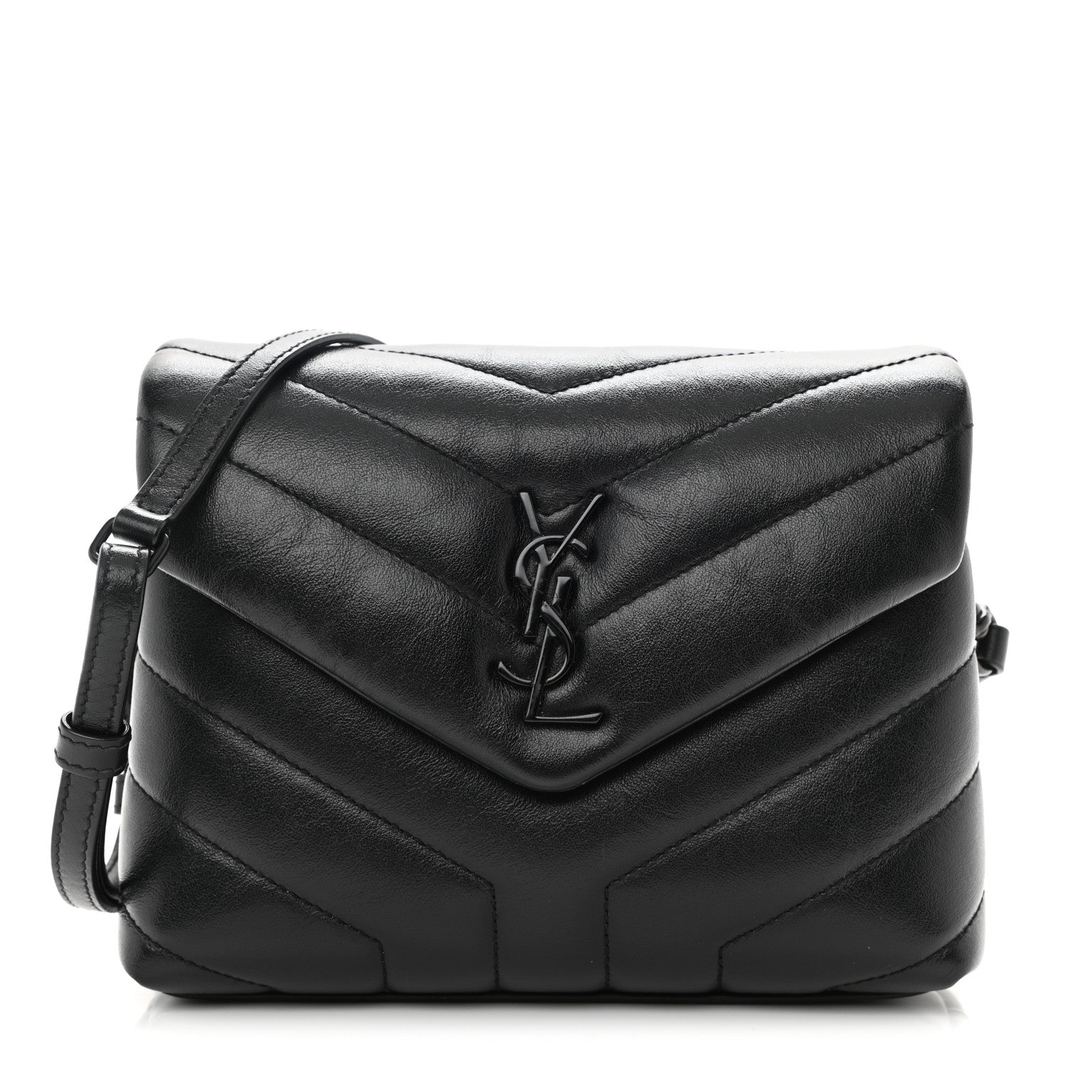 Saint Laurent Calfskin Y Quilted Monogram Toy Loulou Crossbody Bag Black 1 of 9
