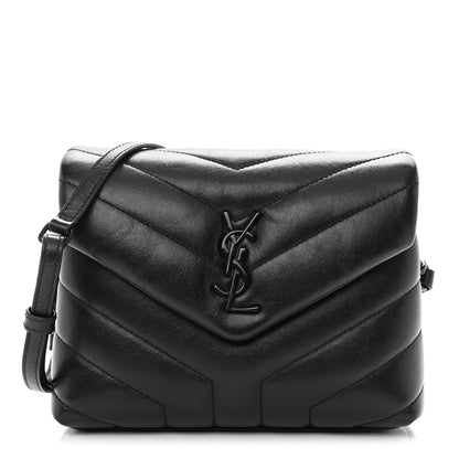 Saint Laurent Calfskin Y Quilted Monogram Toy Loulou Crossbody Bag Black 1 of 9