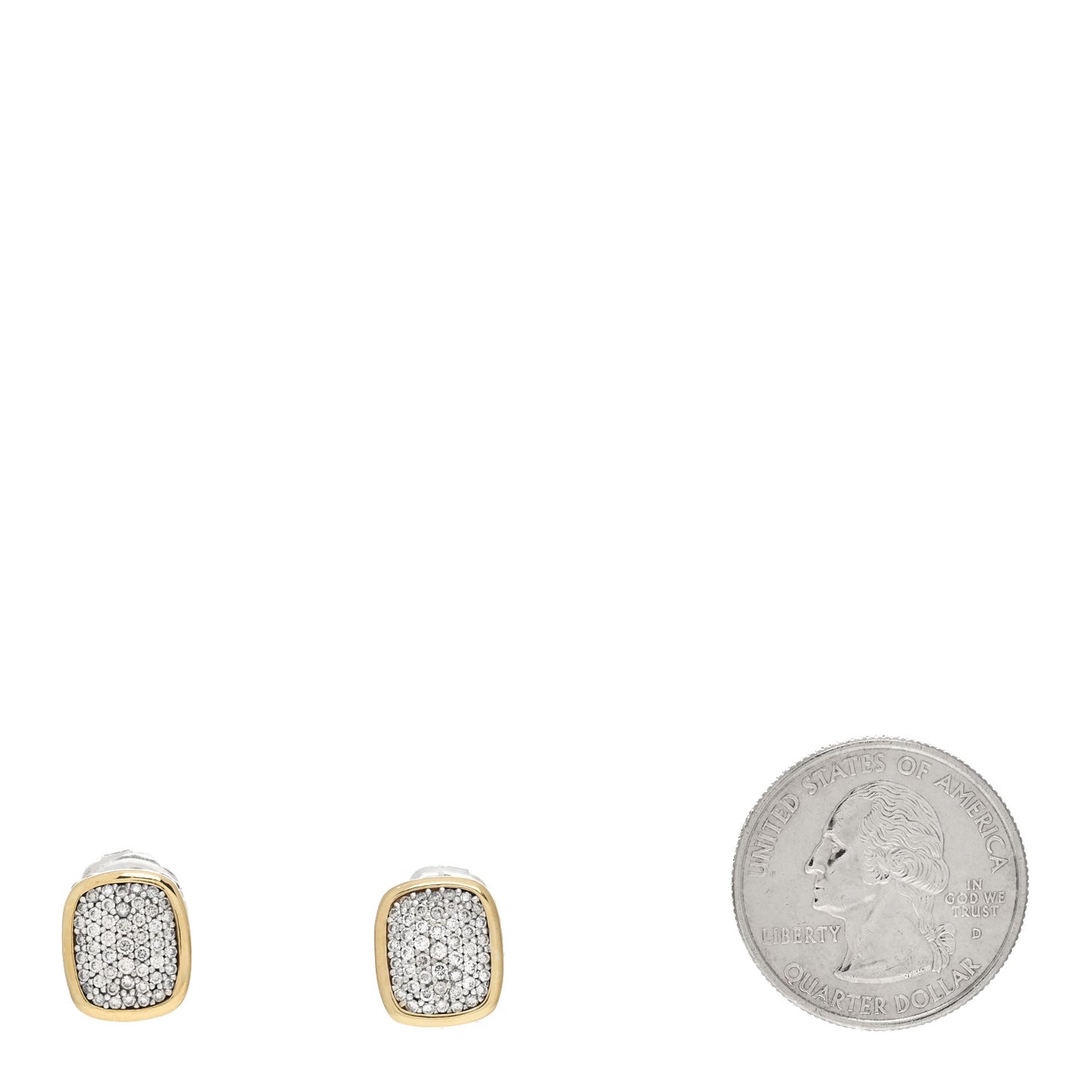 Sterling Silver 18K Yellow Gold Diamond Noblesse Stud Earrings