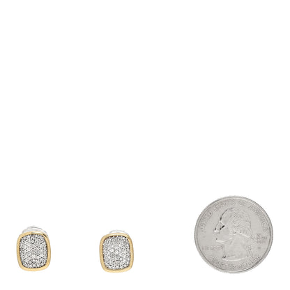 David Yurman Sterling Silver 18K Yellow Gold Diamond Noblesse Stud Earrings 2 of 4