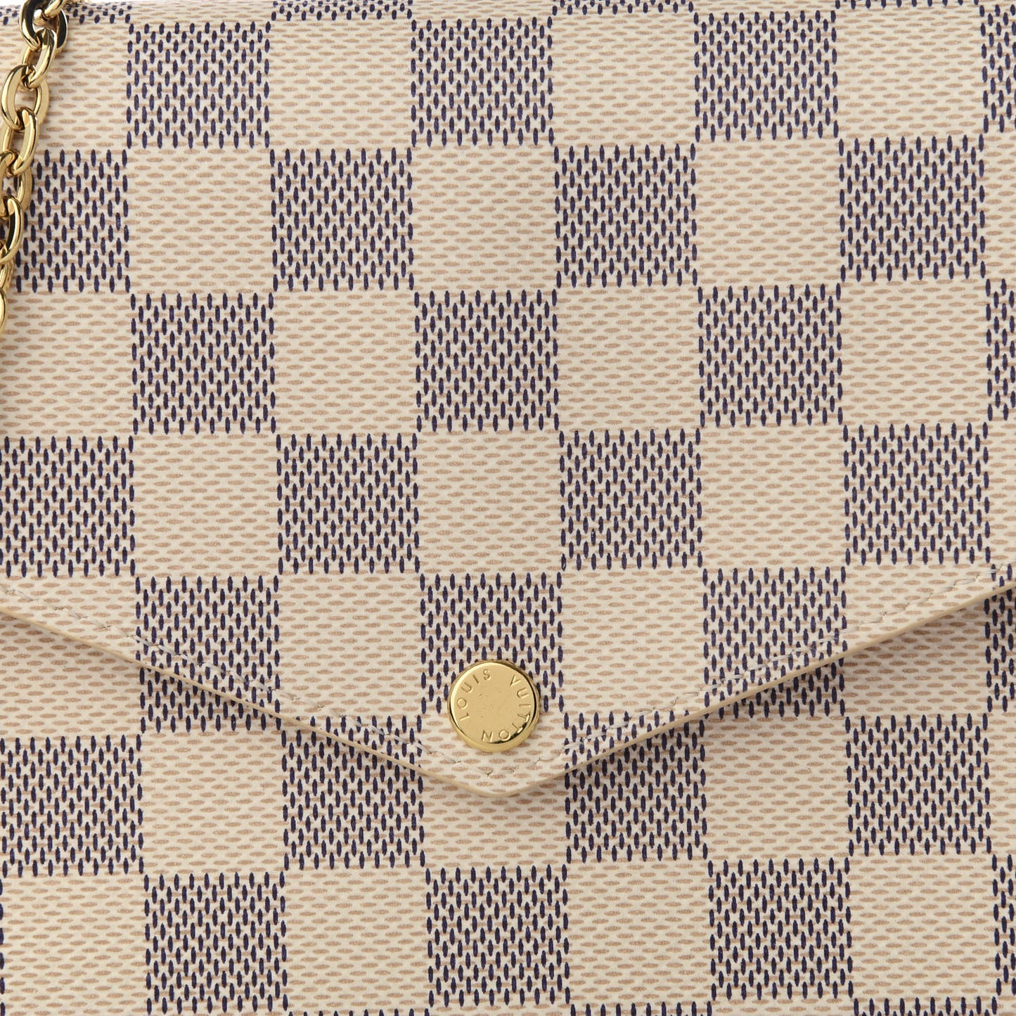 Damier Azur Pochette Felicie Chain Wallet Rose Ballerine