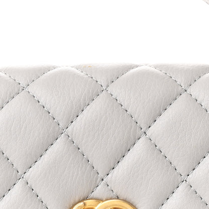 Chanel Calfskin Quilted Top Handle Flap Light Grey 8 of 10