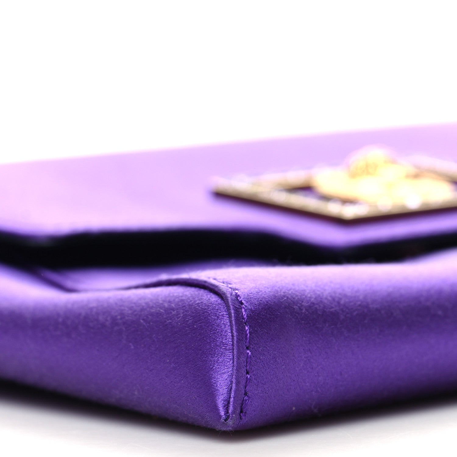 Versace Satin Crystal Embellished La Medusa Pouch On Chain Purple 8 of 9